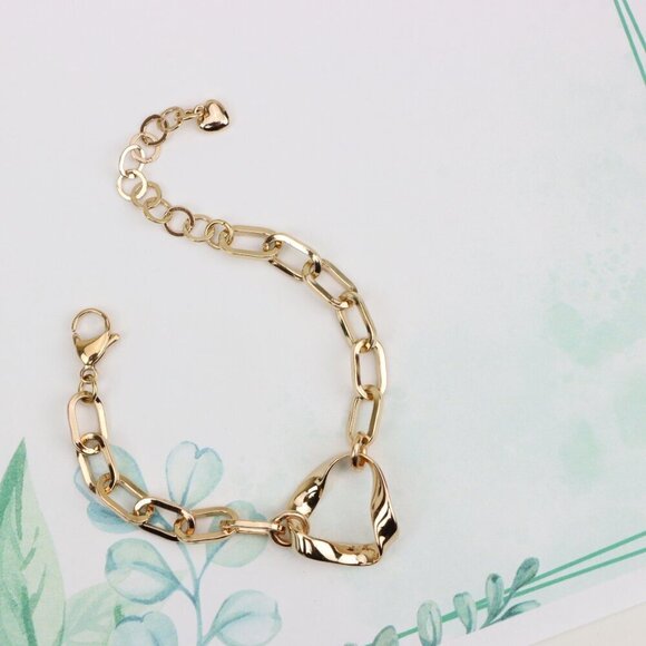 "Stylish Rose Gold Plated Bracelet with Twisted Heart Design, XPBL0895 - Picture 4 of 13